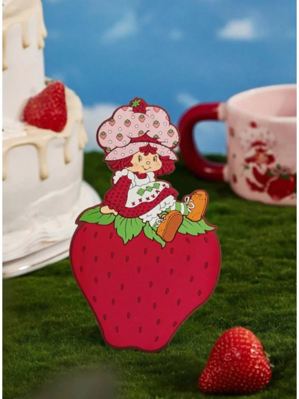 Strawberry Shortcake Cartoon Coaster Cute Strawberry-Shaped Drink Mat, Retro